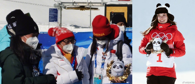 對冬奧選手來說，擁有一隻金墩墩是最非常興奮的事。合成照片