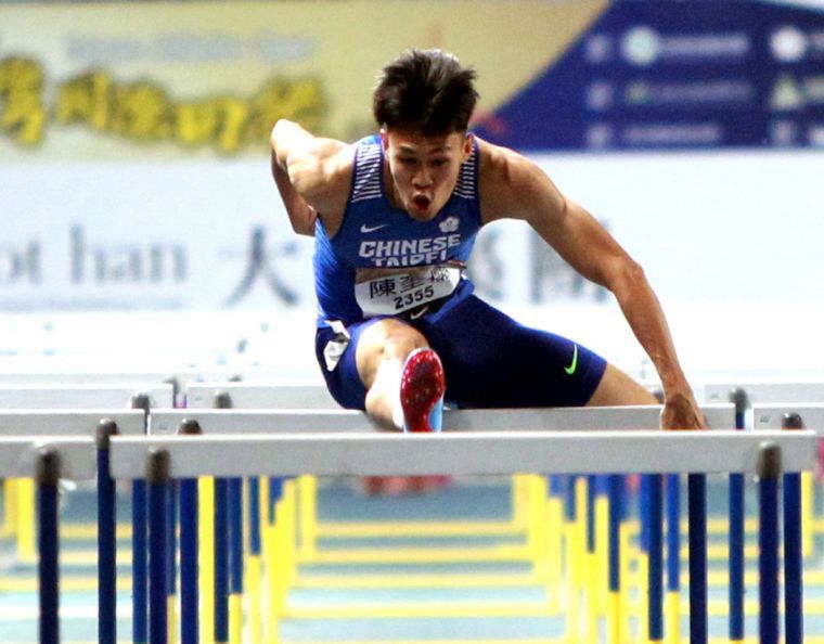 亞洲田徑大獎賽第一站，陳奎儒以13秒58在男子110公尺跨欄奪金。資料照片林嘉欣／攝影。