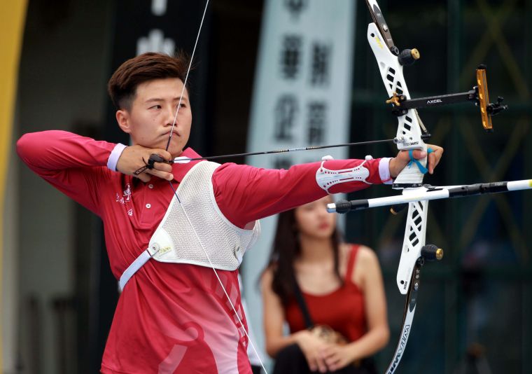 雷千瑩在女子反曲弓排名賽排名第二。資料照片　林嘉欣／攝影。
