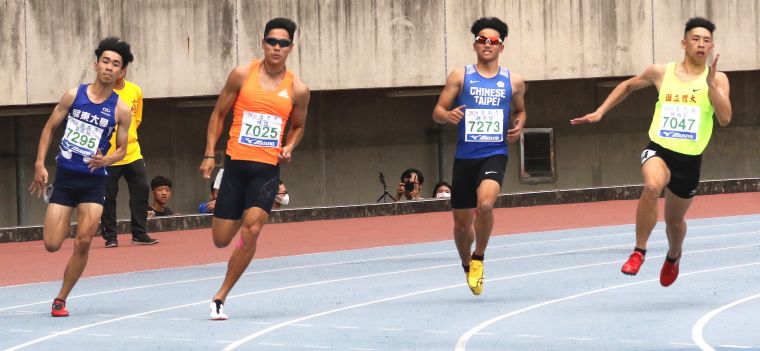 國立體大林祐賢(右）和陳傑（左二）都晉級公開男200公尺決賽。高雄市政府運動發展局／ 提供