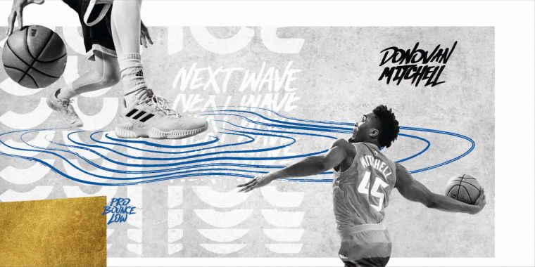 在全新一季的NBA賽場上，將可看見Donovan Mitchell在場上實著PRO BOUNCE 鞋款奮戰。