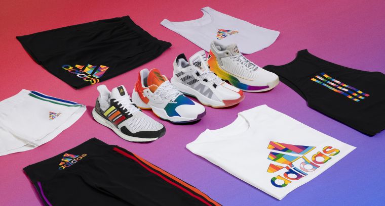 adidas推出2020全新Pride彩虹系列，以象徵LGBTQ族群的六色彩虹旗為靈感，號召大眾驕傲面對真實自我，以實際行動擁抱不同。官方提供
