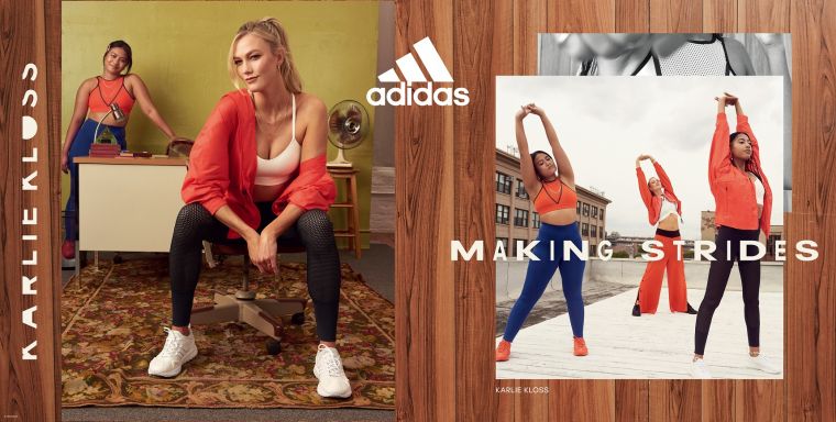 adidas與斜槓超模Karlie Kloss共同打造adidas x Karlie Kloss 2021春季聯名系列，鼓勵年輕女性踏出舒適圈、大步探索未知領域。官方提供