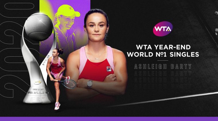 芭蒂連續兩年奪下世界年終單打球后。摘自WTA官網