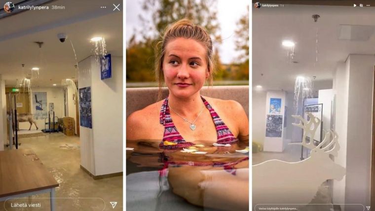芬蘭女將po文選手村房間大漏水。摘自網路