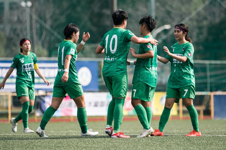 陽信女足在木蘭聯賽盃首戰獲勝。（高雄陽信女足提供）