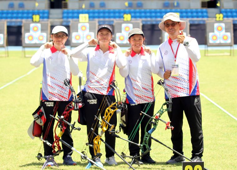 中華女子複合弓隊闖進銅牌戰。中華民國射箭協會／提供。