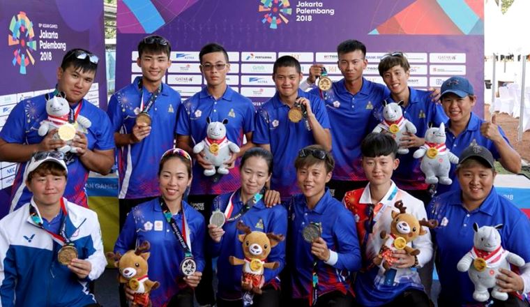 中華射箭隊本屆亞運射下二金一銀一銅，寫史上最佳。射箭協會／提供。