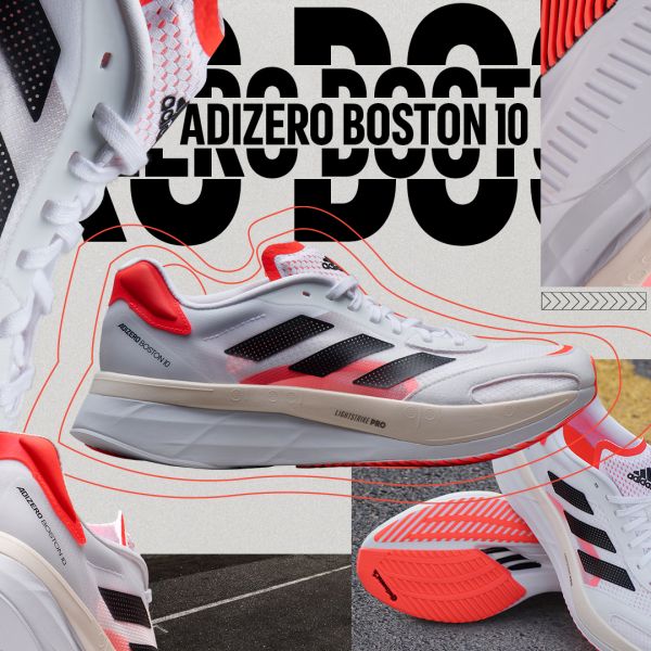 專為中長距離訓練打造的adidas adizero Boston 10全新改版、強勢厚底升級並加入碳纖維裝置，提供跑者更多緩震及回彈力。官方提供