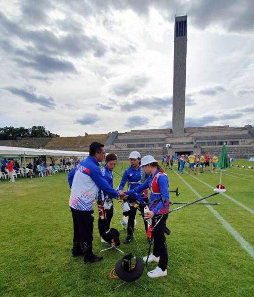 中華隊射進世界杯射箭賽女子反曲弓團體賽銅牌戰。倪大智／提供。