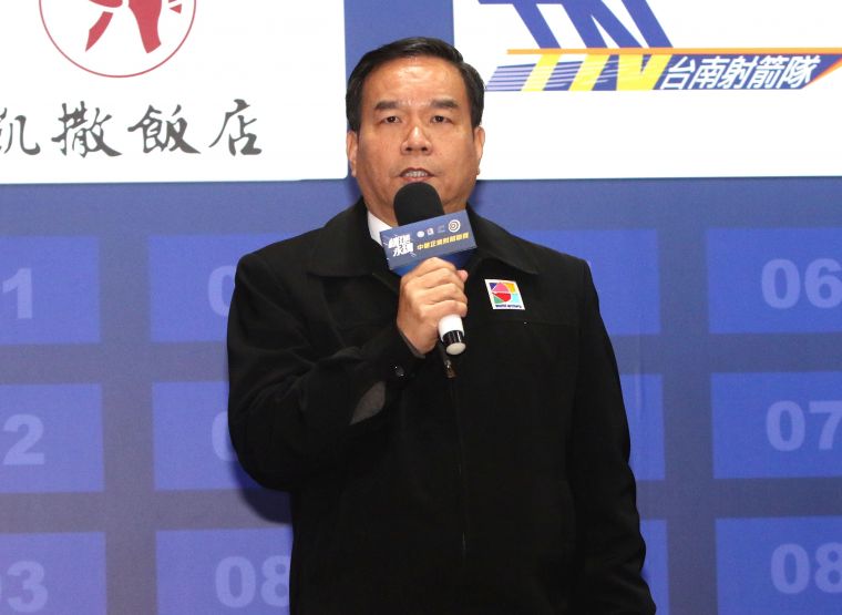 企業射箭聯盟會長邱炳坤致詞。中華企業射箭聯盟／提供。