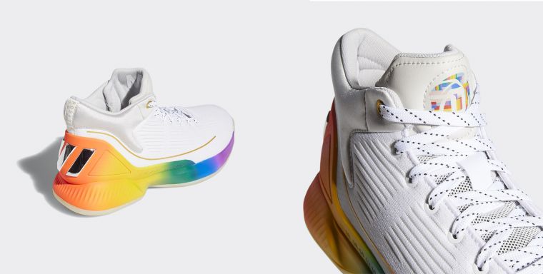 adidas D Rose 10 Pride則將經典彩虹漸層注入BOUNCE中底與鞋後跟，效仿飆風玫瑰的浪漫灑脫個性活出本色。官方提供