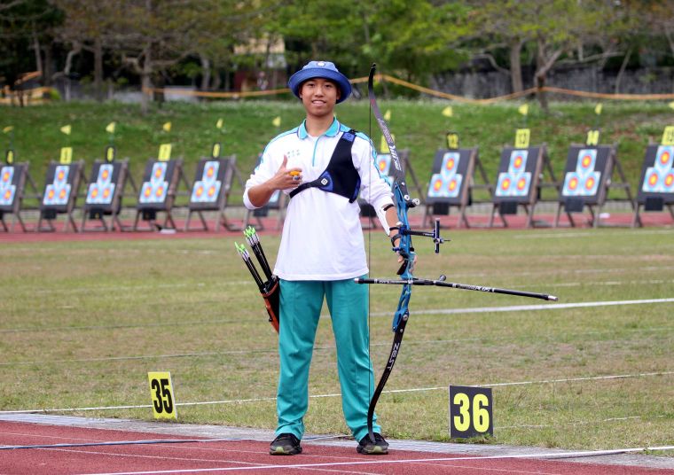 玉里高中林谷諺是中華奧運射箭代表隊總教練林政賢的兒子。林嘉欣／攝影。