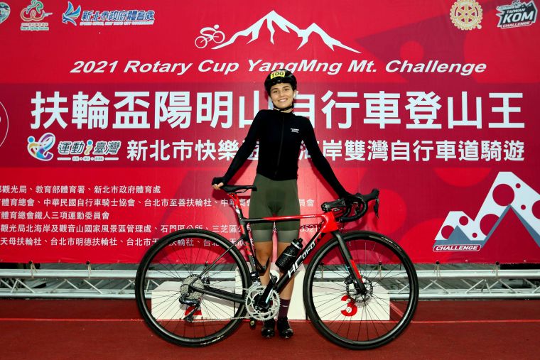 2021 扶輪盃陽明山自行車登山王挑戰，加拿大Ioana Muraru得第三。中華民國自行車騎士協會／提供。