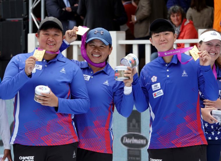 中華隊勇奪世界射箭錦標賽女子複合弓團體金牌。陳詩園／提供。