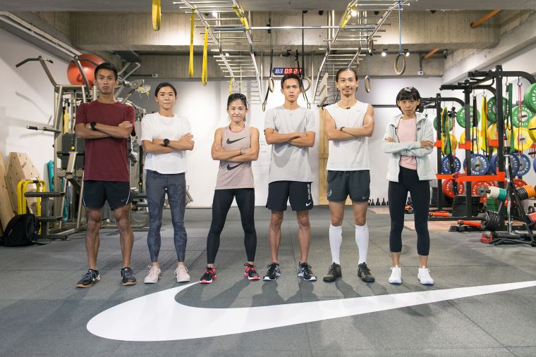 大迫傑與臺灣菁英運動員張嘉哲、謝千鶴、陳雅芬、周庭印及曹純玉一同參與「菁英核心訓練營」。Nike提供