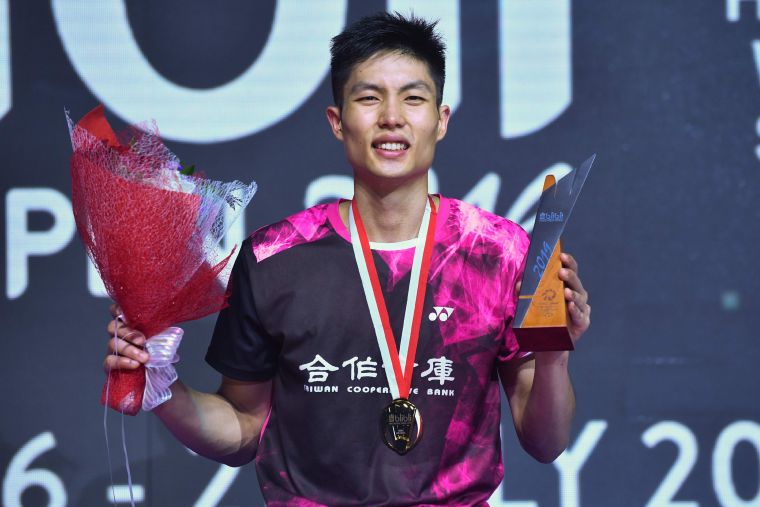 周天成打下台灣首坐頂級賽事男單冠軍。法新社