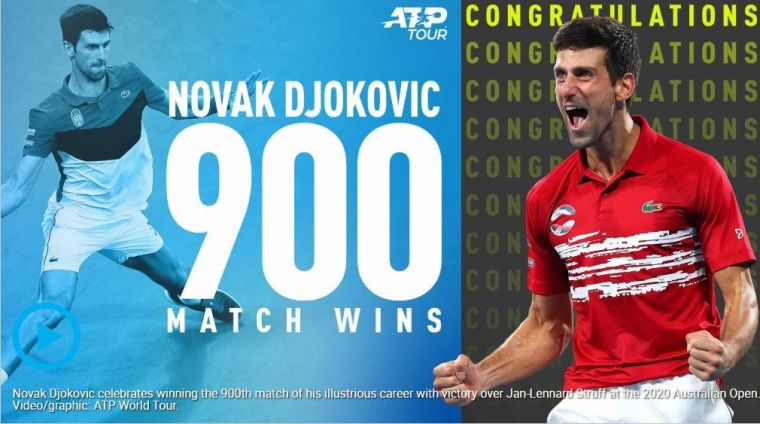 喬科維奇達成生涯第900勝，但也有讓人擔心的一面。摘自ATP官網