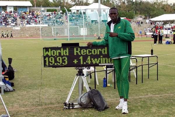 波爾特在2004年創下的200公尺U20世界紀錄被刷新。摘自官方推特