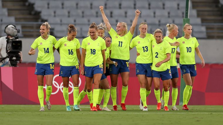 瑞典女足首場大爆冷門終止美國連44場不敗紀錄。摘自東奧官方推特
