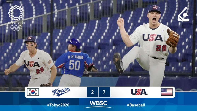 美國棒打南韓晉金牌戰。摘自WBSC推特