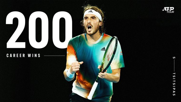 西西帕斯拿到職業生涯第200勝。摘自ATP推特