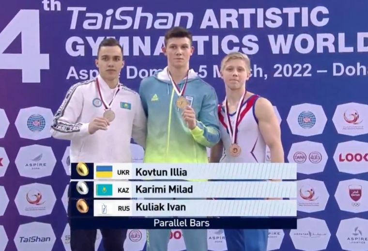 即便金牌由烏克蘭拿下，但庫利亞克（Ivan Kuliak，右）在衣服上做手腳。摘自推特