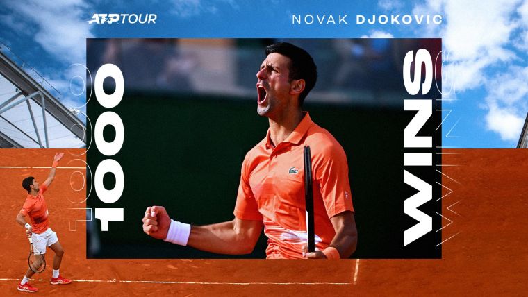 喬科維奇成史上第五達千勝的球星。摘自ATP官方推特