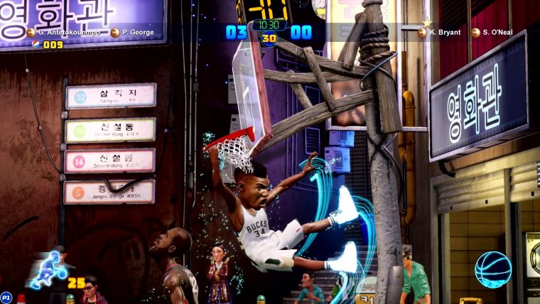 《NBA 2K熱血街球場2》有上百種NBA球星的招牌動作。