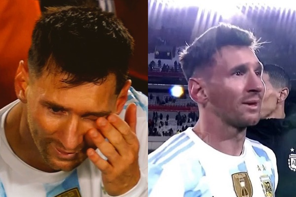 梅西開心到偷偷掉淚。摘自阿根廷推特
