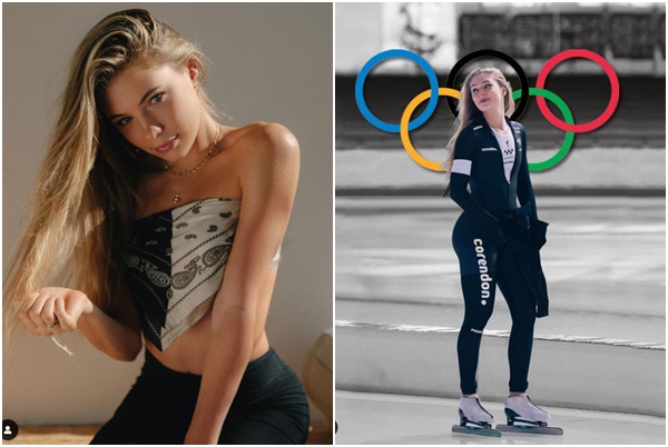 荷蘭競速滑冰女神萊爾丹。合成照片