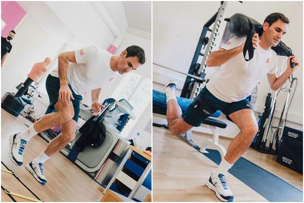 費德勒PO出在健身房復健重訓畫面。摘自費德勒IG