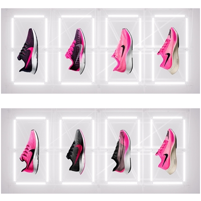 Nike疾速系列 Pink Blast 配色男子(下)、女子鞋款。Nike提供