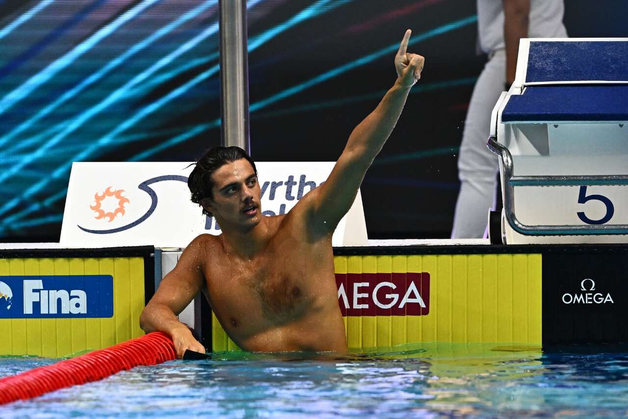 義大利21歲泳將切孔(Thomas Ceccon)今在男子100公尺仰式中游出51秒60。摘自FINA推特