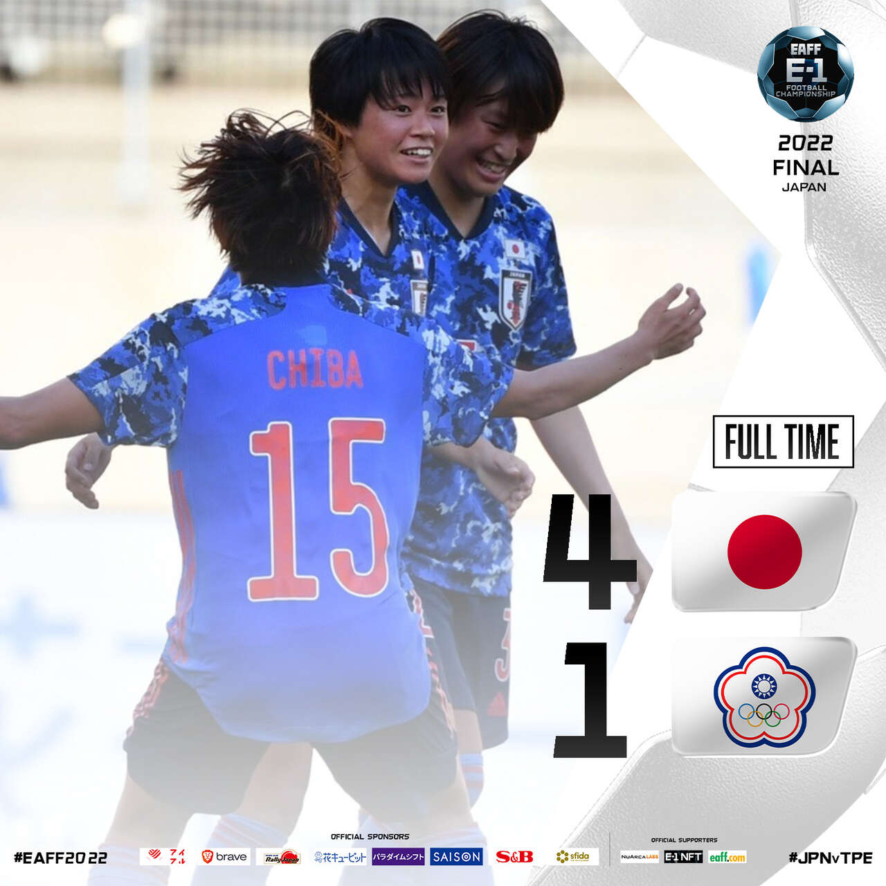 台灣女足以1比4負於日本。摘自EAFF推特