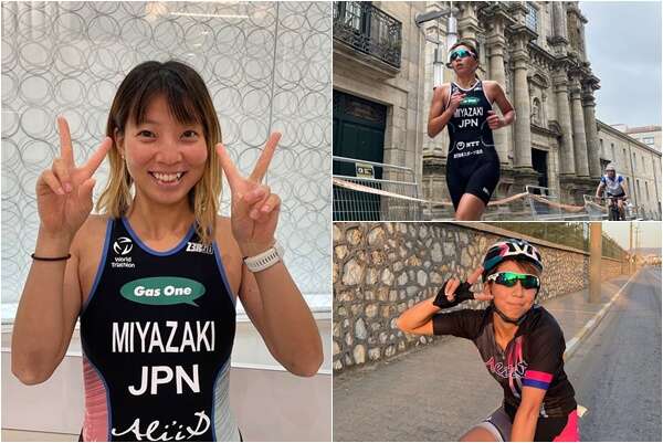 25歲的奧運希望和日本鐵人三項運動員宮崎駿在巴黎發生意外。合成照片