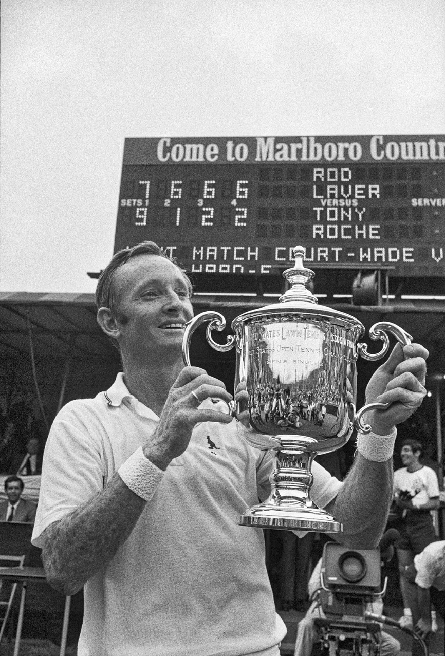 勞力士代言人與兩度獲四大滿貫賽事冠軍羅德拉佛Rod Laver於 1969年美國網球公開賽贏得冠軍。Rolex提供