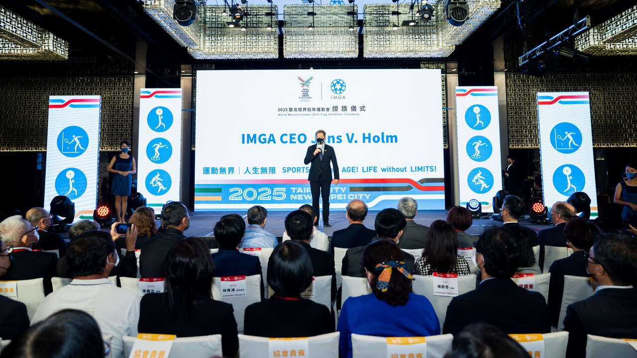 國際壯年運動總會IMGA執行長Mr.Holm致詞。官方提供