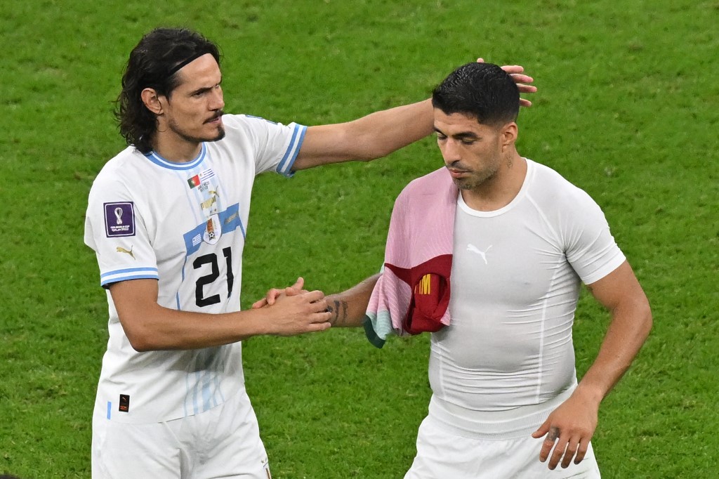烏拉圭的卡瓦尼(左)和蘇亞雷斯可能都最後一次在世界盃現身。法新社