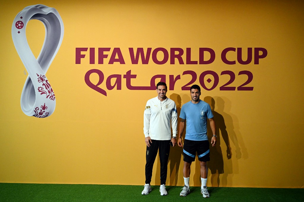 穌亞雷斯(右)有意在今年世界盃後退出國家隊。法新社