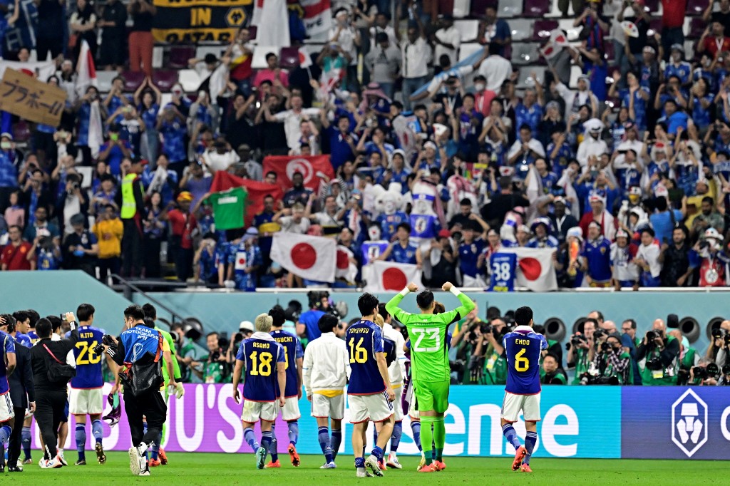 日本成功獲勝擠掉德國晉16強。法新社