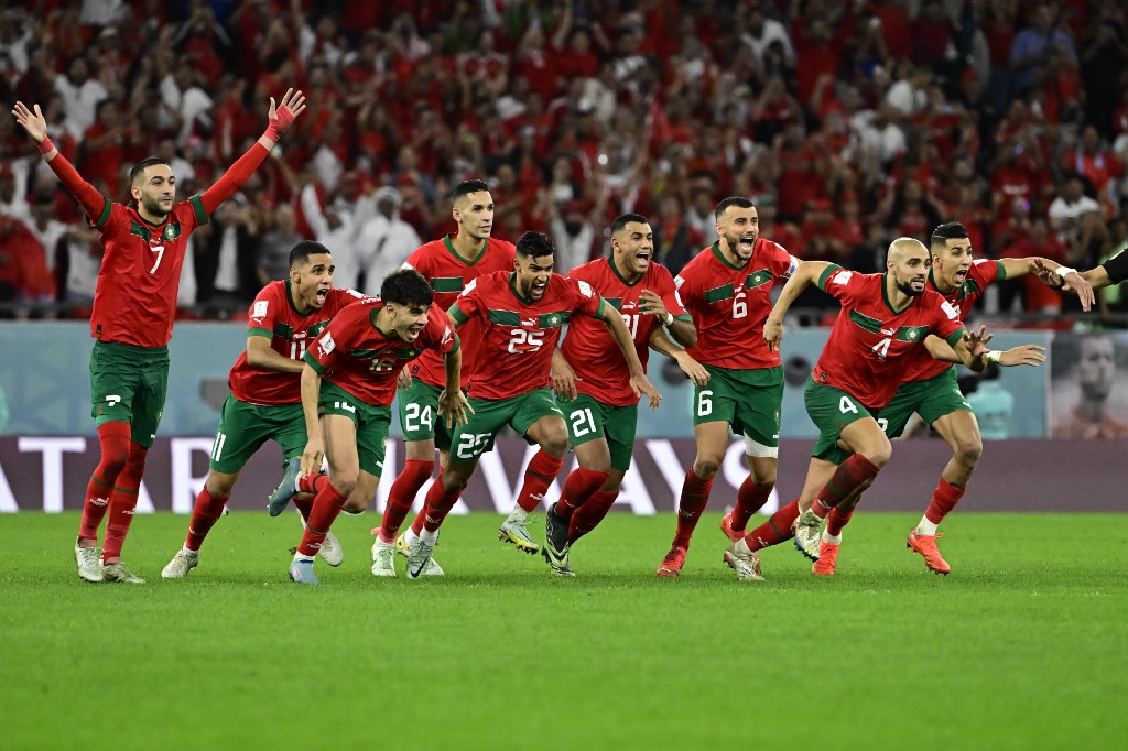 摩洛哥首度晉世界盃8強。法新社