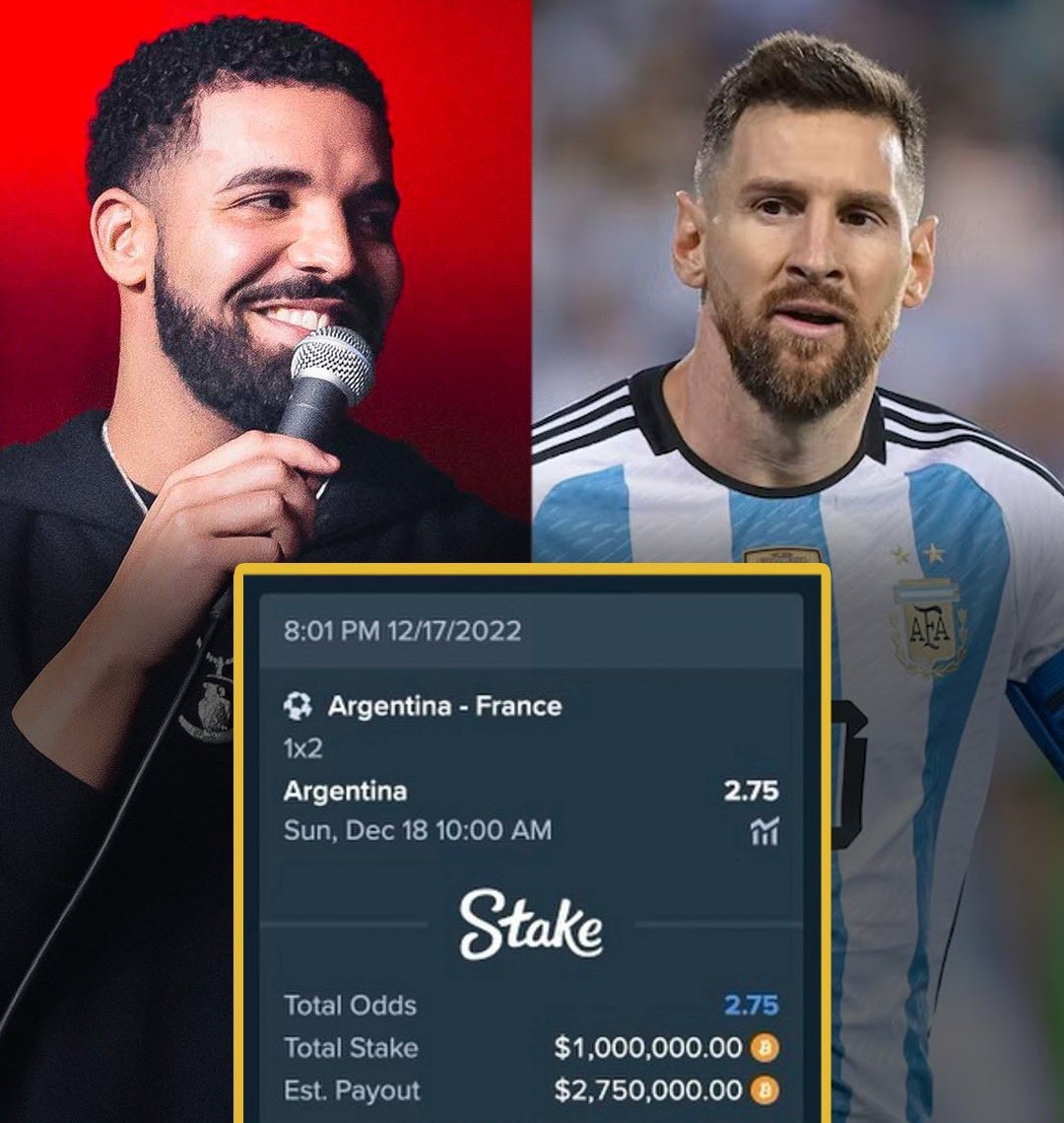 加拿大饒舌歌手德雷克(Drake)押阿根廷，讓球迷相當緊張。摘自推特