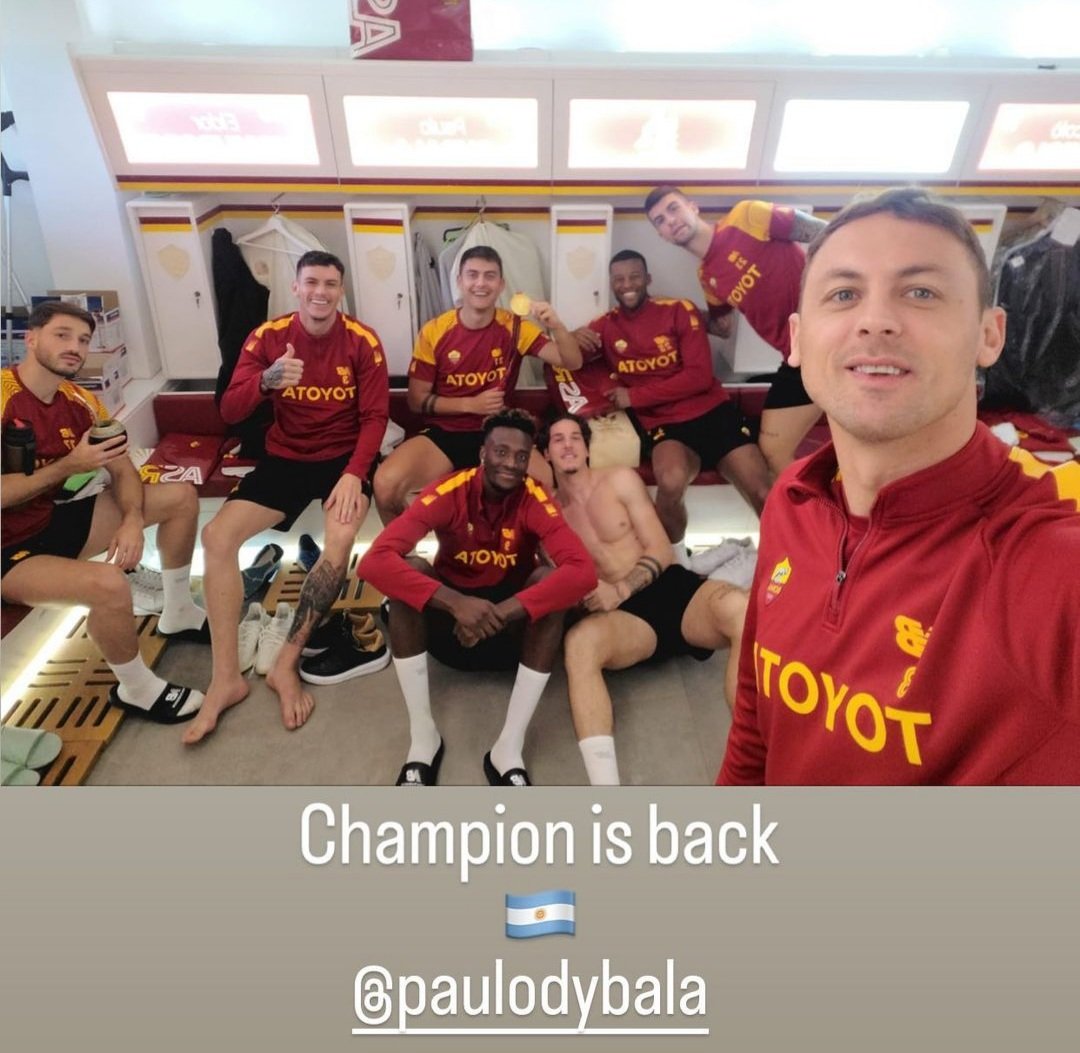羅馬陣中的迪巴拉(Paulo Dybala)也是阿根廷世界盃冠軍成員之一。摘自推特