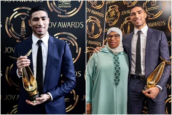 摩洛哥明星後衛哈基米，獲選為年度最佳阿拉伯運員。合成照片