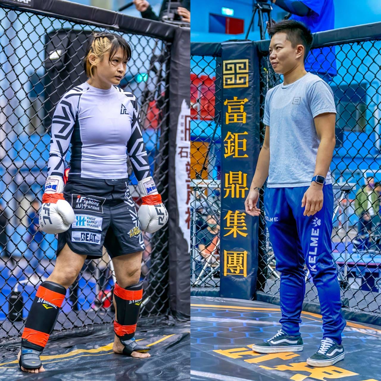 職業MMA選手吳巧貞(左)對上泰拳女坦克蔡育瑄將進行混合搏擊與MMA規則的對戰。WODT提供