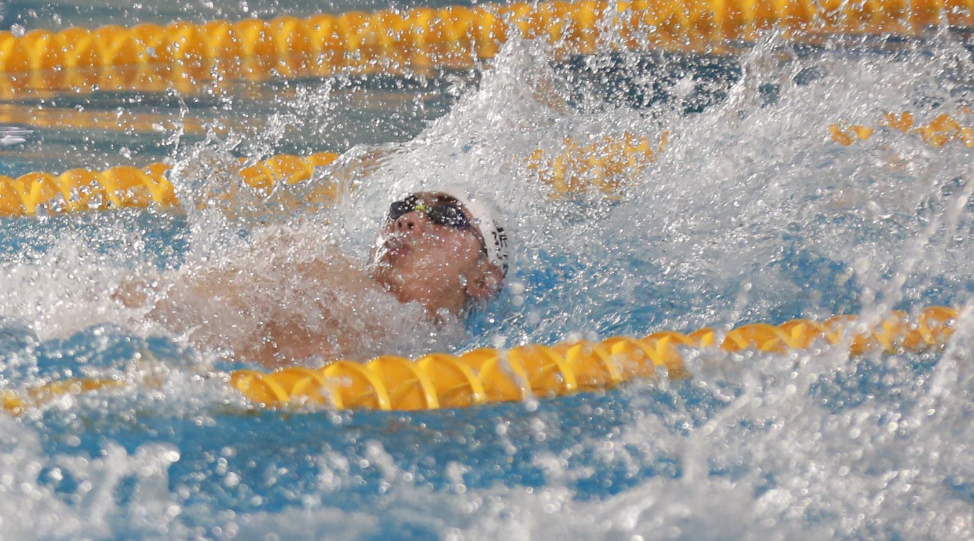 莊沐倫與自己保持的50仰全國紀錄僅0.1秒差距。全國游泳協會提供