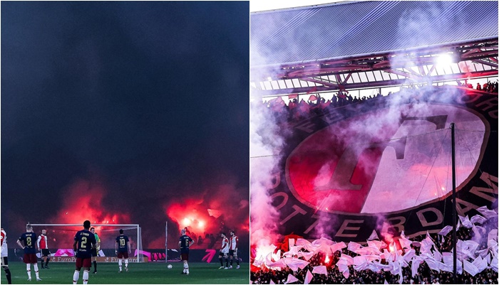荷蘭盃球場的煙霧非常誇張。合成照片