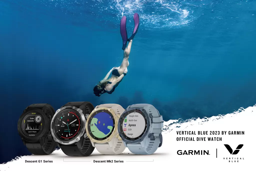 Garmin descent系列潛水電腦錶將作為2023 garmin垂直藍洞比賽官方賽事用錶，成為頂尖選手及戒護團隊的安全後盾。官方提供