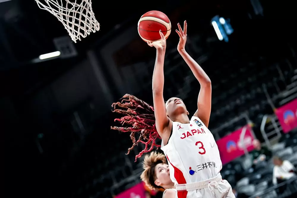 日籍迦納球星馬瓜(Stephanie Mawuli)射進日本全隊最高的18分。摘自FIBA官網